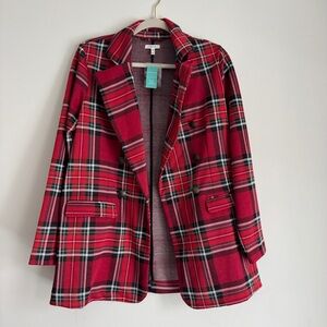 New with tags red plaid blazer